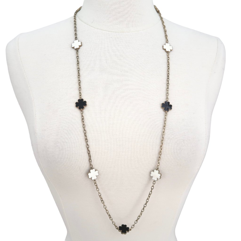 Cookie Lee Enamel Clover Necklace Nwt Reversible 28$
